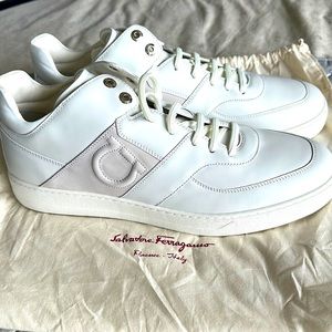 Salvatore Ferragamo cream/Tan sneaker. Size 12, NWOT,